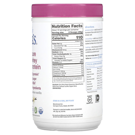 Tera's Whey rBGH Free Whey Protein Bourbon Vanilla (1x12 OZ)-1