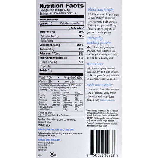 Tera's Whey rBGH Free Whey Protein (1x12 OZ)-1