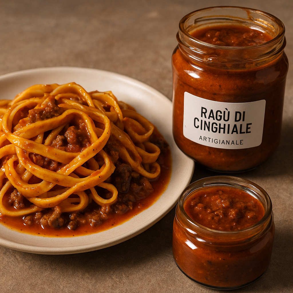 Fettuccine SENZA GLUTINE 0% Zuccheri + Ragù di Cinghiale Artigianale – Kit Gourmet Pronto in 5 Minuti-0