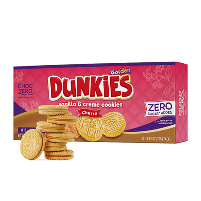 ChocZero Keto Chocolate Sandwich Cookies with Creme - Low Sugar Gluten Free Dunkies (1 Box, 9oz)