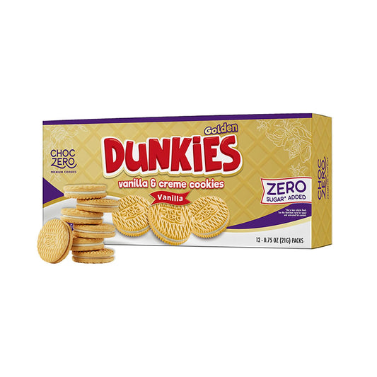 ChocZero Keto Chocolate Sandwich Cookies with Creme - Low Sugar Gluten Free Dunkies (1 Box, 9oz)