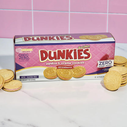 ChocZero Keto Chocolate Sandwich Cookies with Creme - Low Sugar Gluten Free Dunkies (1 Box, 9oz)