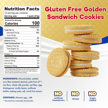 ChocZero Keto Chocolate Sandwich Cookies with Creme - Low Sugar Gluten Free Dunkies (1 Box, 9oz)