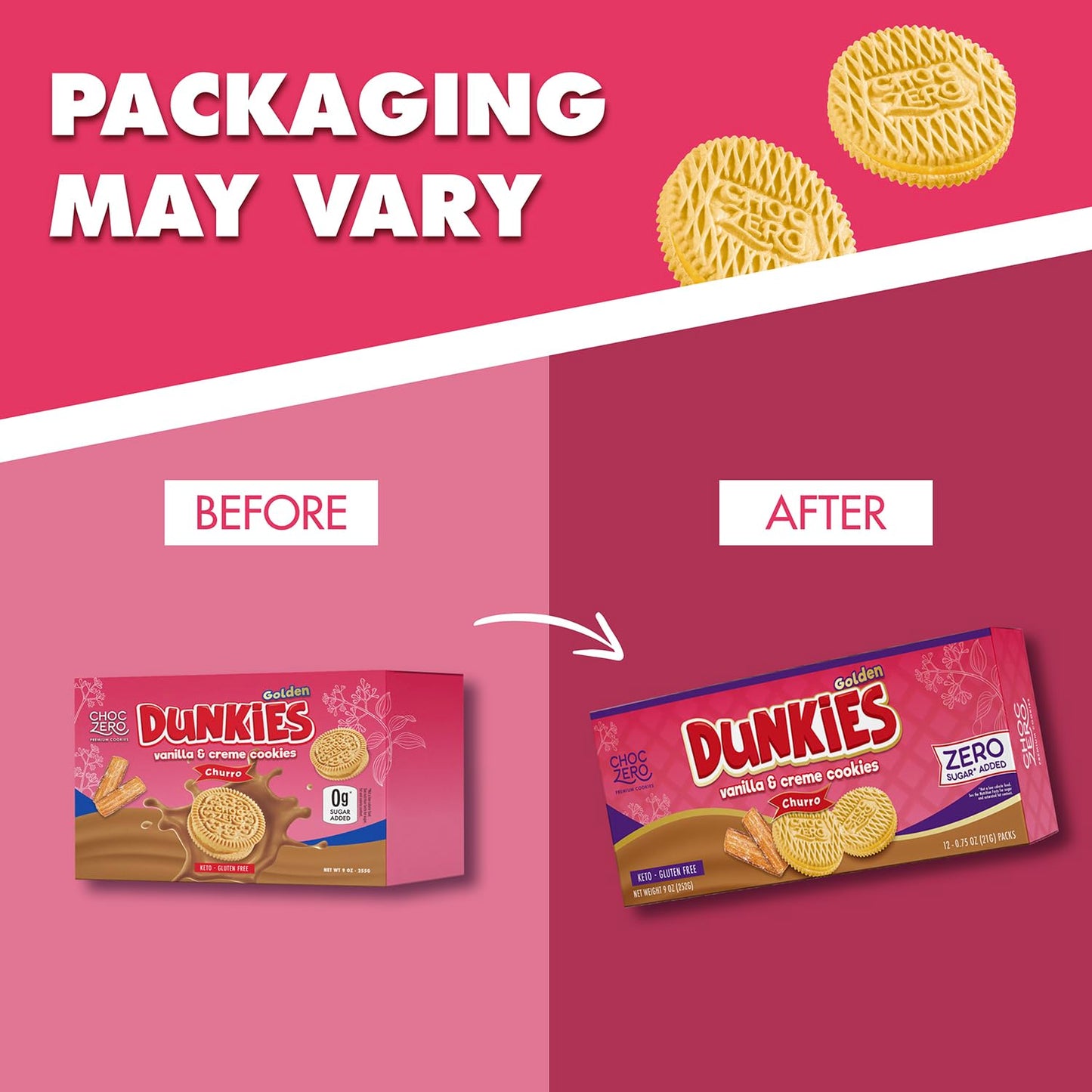 ChocZero Keto Chocolate Sandwich Cookies with Creme - Low Sugar Gluten Free Dunkies (1 Box, 9oz)