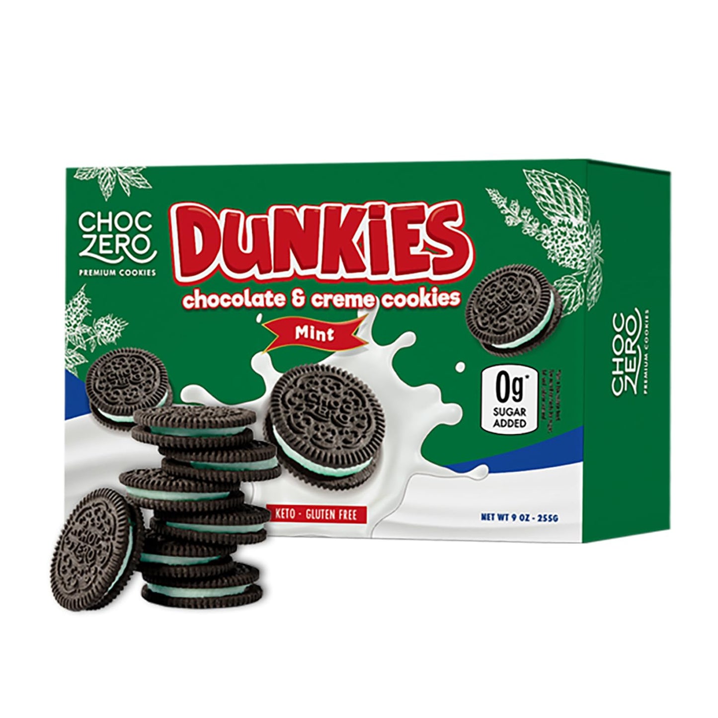 ChocZero Keto Chocolate Sandwich Cookies with Creme - Low Sugar Gluten Free Dunkies (1 Box, 9oz)