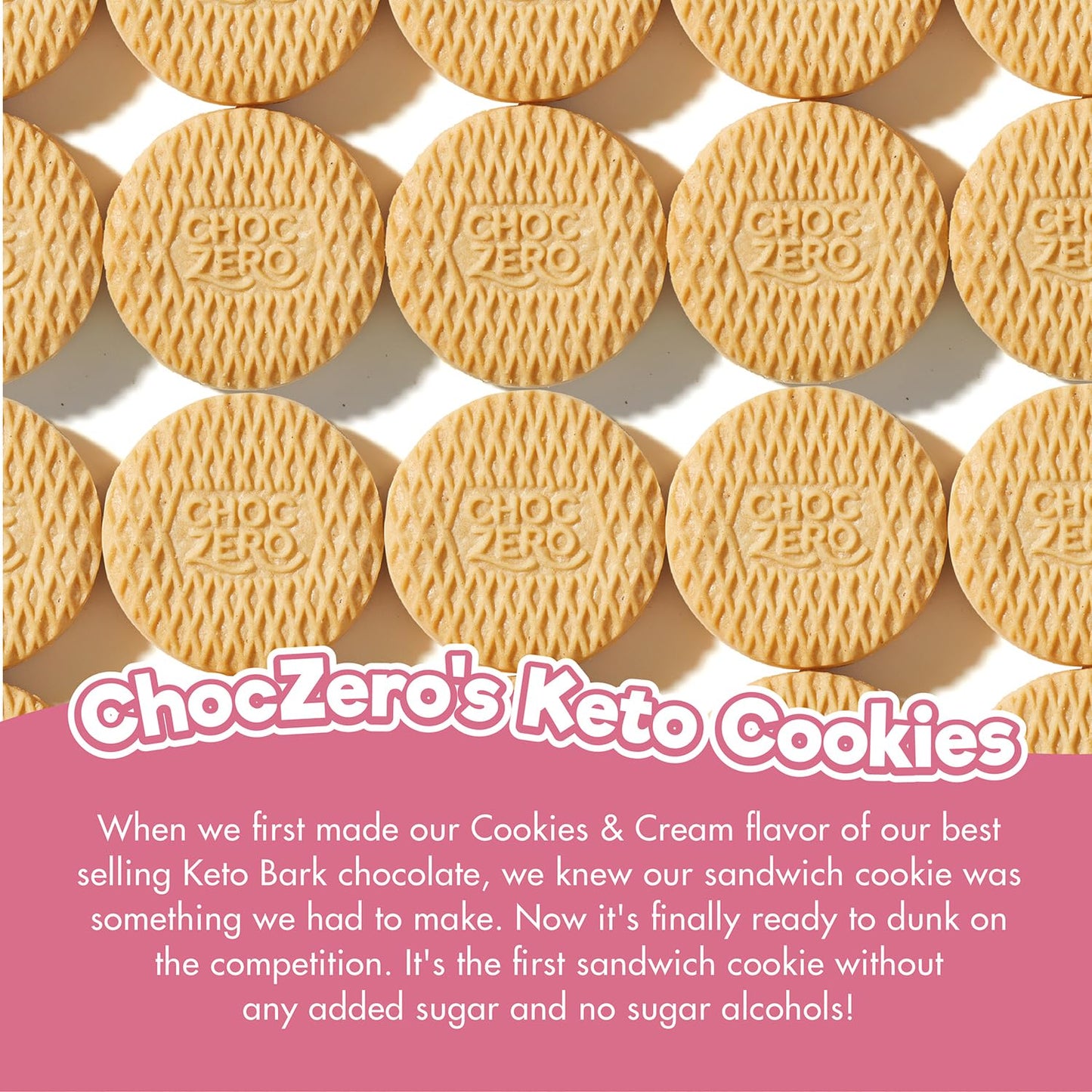 ChocZero Keto Chocolate Sandwich Cookies with Creme - Low Sugar Gluten Free Dunkies (1 Box, 9oz)