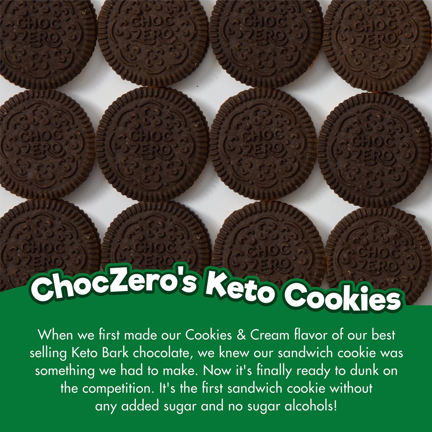 ChocZero Keto Chocolate Sandwich Cookies with Creme - Low Sugar Gluten Free Dunkies (1 Box, 9oz)