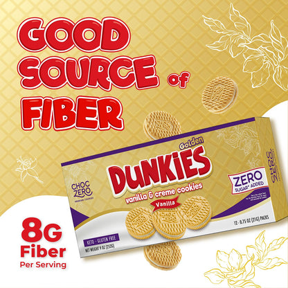 ChocZero Keto Chocolate Sandwich Cookies with Creme - Low Sugar Gluten Free Dunkies (1 Box, 9oz)