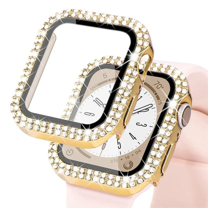 Bling Glass+Cover For Apple Watch Case 44mm 45mm 41mm 40mm 42mm 44 mm
