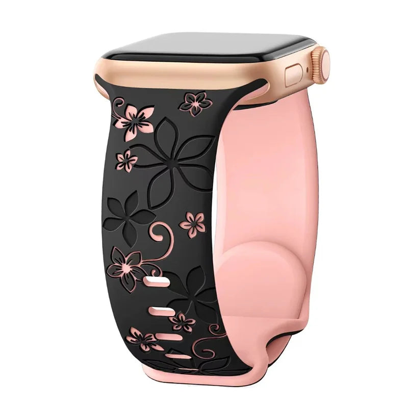 Engraved Strap For Apple Watch Women Band 40mm 44mm 42mm 49mm 45mm