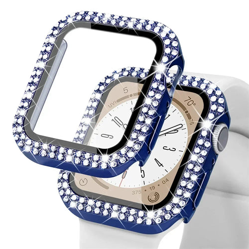 Bling Glass+Cover For Apple Watch Case 44mm 45mm 41mm 40mm 42mm 44 mm