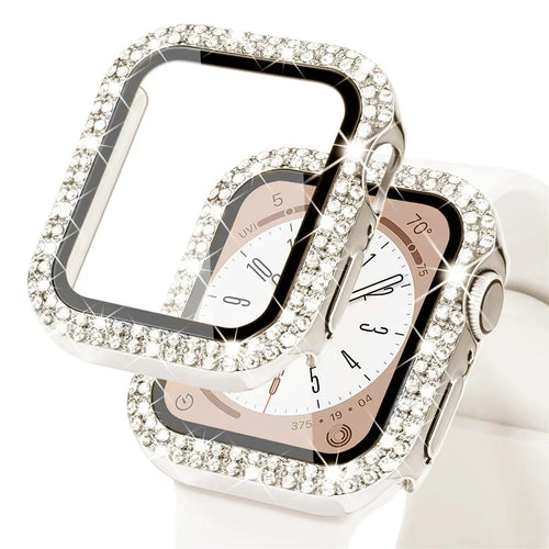 Bling Glass+Cover For Apple Watch Case 44mm 45mm 41mm 40mm 42mm 44 mm