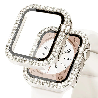 Bling Glass+Cover For Apple Watch Case 44mm 45mm 41mm 40mm 42mm 44 mm