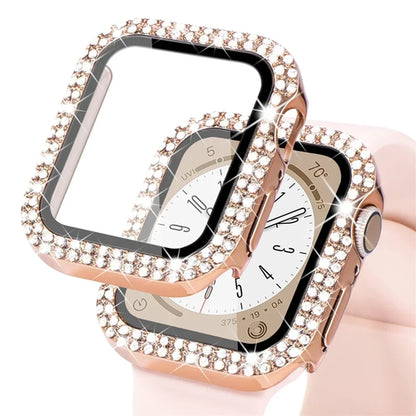 Bling Glass+Cover For Apple Watch Case 44mm 45mm 41mm 40mm 42mm 44 mm