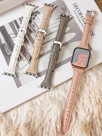 Slim Leather Strap for Apple Watch Band 44mm 40mm 41mm 49mm 42 45 Mm