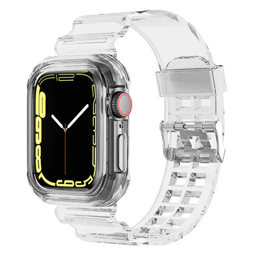 Clear Band + Case for Apple Watch 8 7 6 SE 5 3 2 Soft Transparent