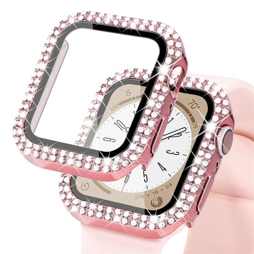 Bling Glass+Cover For Apple Watch Case 44mm 45mm 41mm 40mm 42mm 44 mm