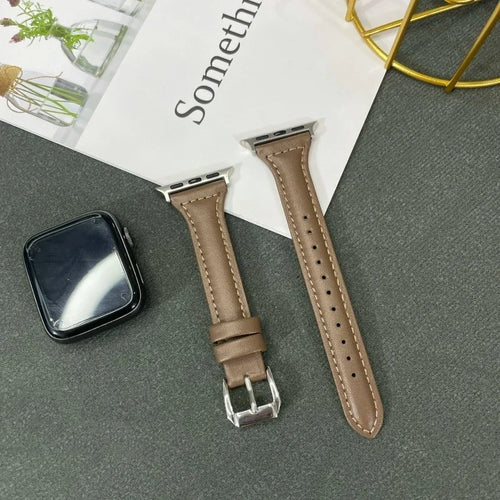 Leather Slim Strap for Apple Watch Band 44mm 40mm 41mm 45mm 38mm 42mm