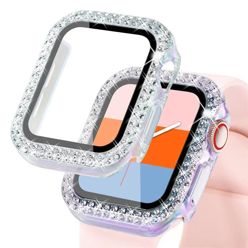Bling Glass+Cover For Apple Watch Case 44mm 45mm 41mm 40mm 42mm 44 mm