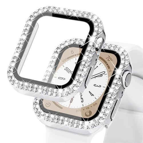 Bling Glass+Cover For Apple Watch Case 44mm 45mm 41mm 40mm 42mm 44 mm