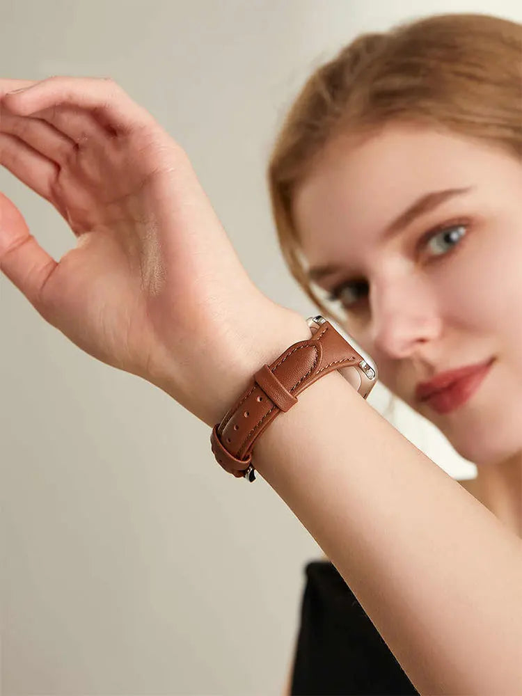 Slim Leather Strap For Apple Watch Series 10 42/46mm 9 8 7 41mm 45mm
