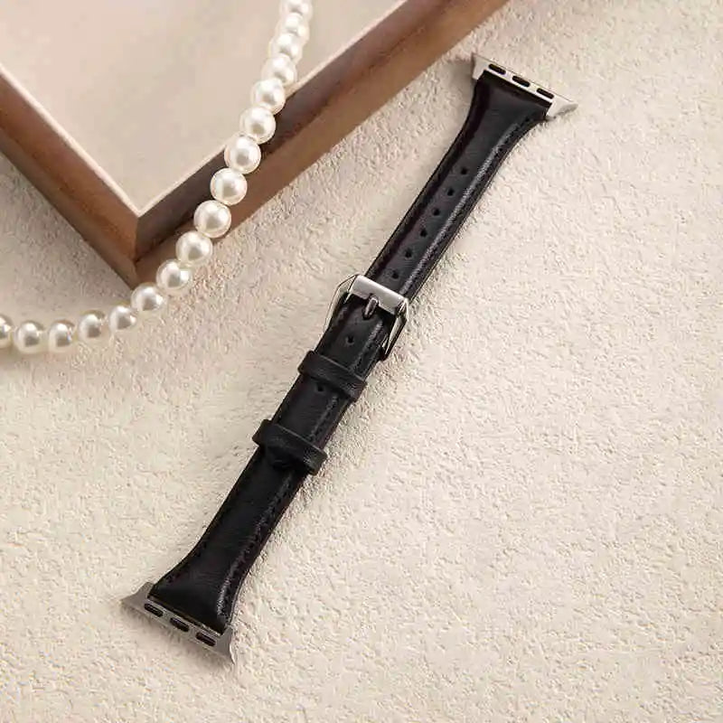 Slim Leather Strap For Apple Watch Series 10 42/46mm 9 8 7 41mm 45mm