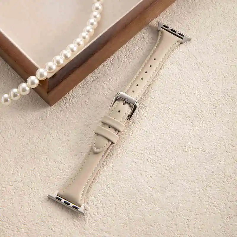 Slim Leather Strap For Apple Watch Series 10 42/46mm 9 8 7 41mm 45mm