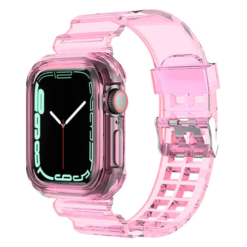 Clear Band + Case for Apple Watch 8 7 6 SE 5 3 2 Soft Transparent