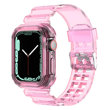 Clear Band + Case for Apple Watch 8 7 6 SE 5 3 2 Soft Transparent