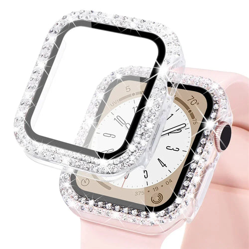 Bling Glass+Cover For Apple Watch Case 44mm 45mm 41mm 40mm 42mm 44 mm