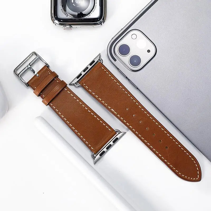 Leather Watch Straps for Apple Watch band 46mm 44mm 49mm 45mm 42mm