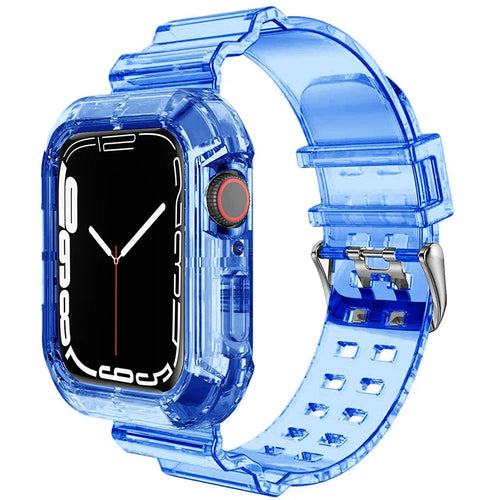 Clear Band + Case for Apple Watch 8 7 6 SE 5 3 2 Soft Transparent