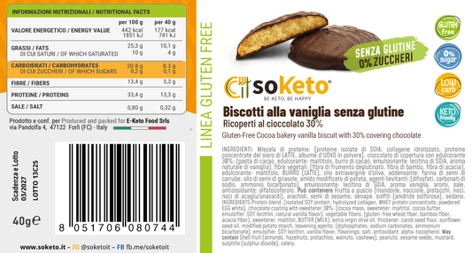 COMBO 4 Crostatine Senza Glutine al cacao + 4 Biscotti Senza Glutine VANIGLIA ricoperti di cioccolato 0% zuccheri