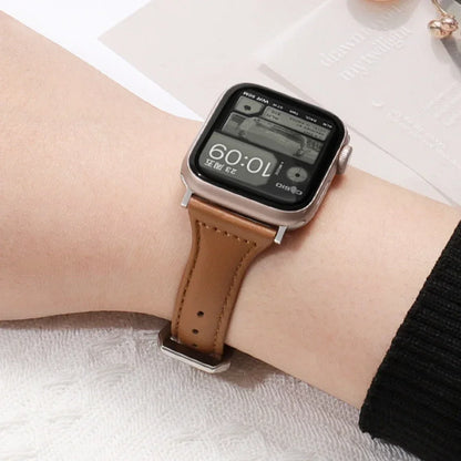 Leather Slim Strap for Apple Watch Band 44mm 40mm 41mm 45mm 38mm 42mm