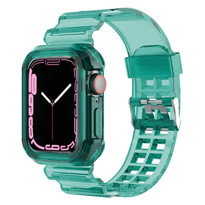 Clear Band + Case for Apple Watch 8 7 6 SE 5 3 2 Soft Transparent