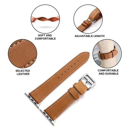 Leather Watch Straps for Apple Watch band 46mm 44mm 49mm 45mm 42mm