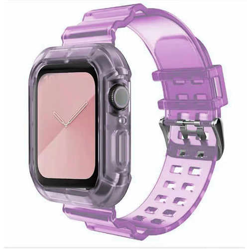 Clear Band + Case for Apple Watch 8 7 6 SE 5 3 2 Soft Transparent