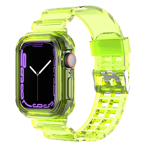 Clear Band + Case for Apple Watch 8 7 6 SE 5 3 2 Soft Transparent