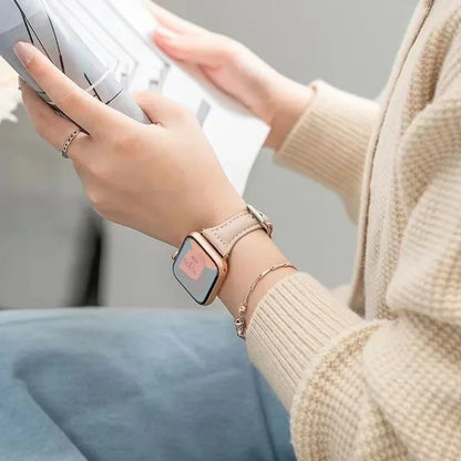 Leather Slim Strap for Apple Watch Band 44mm 40mm 41mm 45mm 38mm 42mm