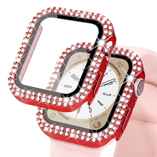 Bling Glass+Cover For Apple Watch Case 44mm 45mm 41mm 40mm 42mm 44 mm