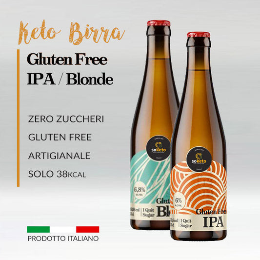 2 Birre Keto Gluten Free Zero Zuccheri - Blonde e IPA